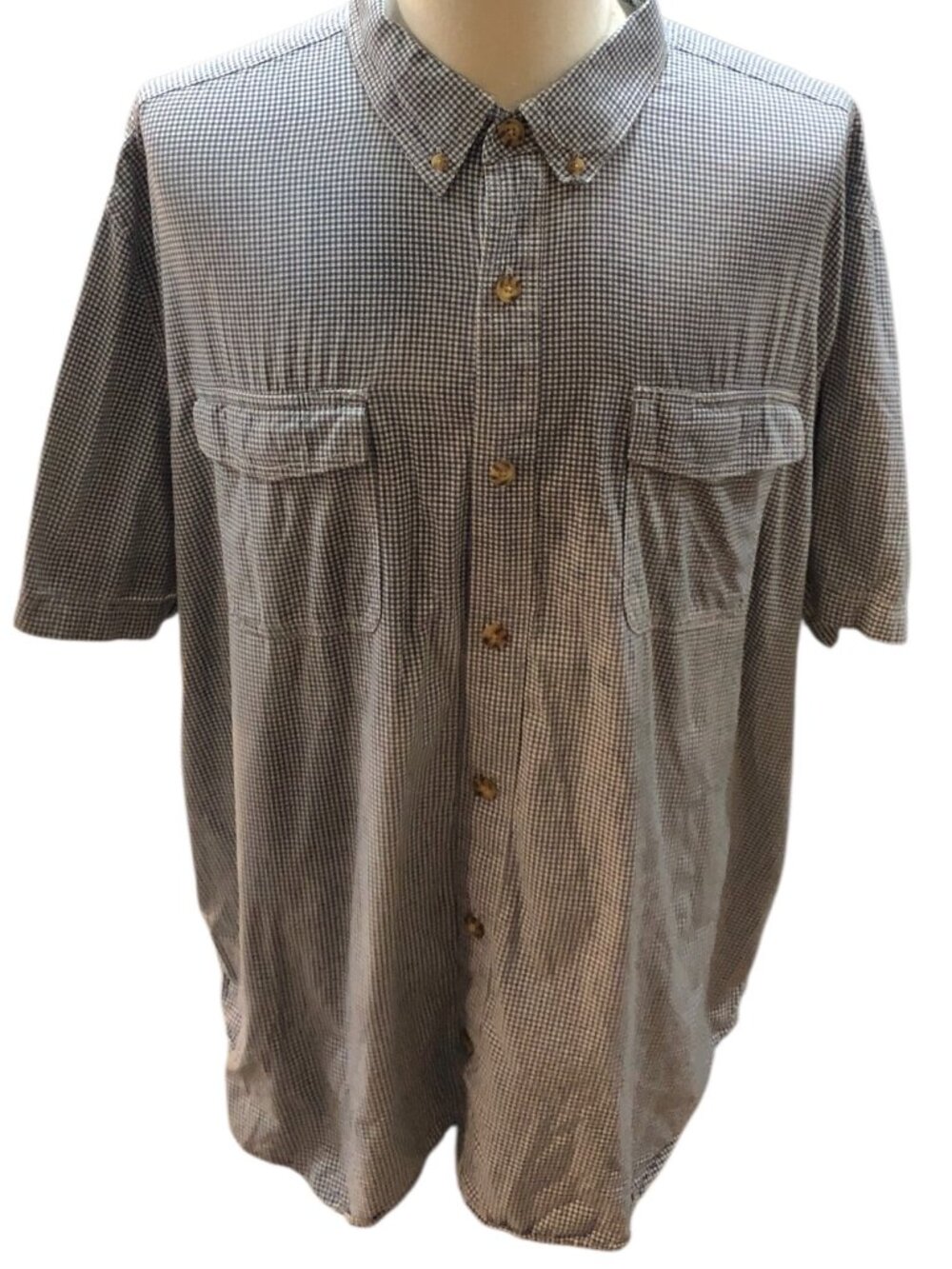 Duluth Trading Co Short Sleeve Button Down Work Shirt Mens Blue 3XL